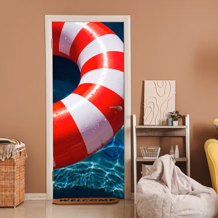 Recreatie - Water - Zomer - Rood - Wit deurposter klein -sfeer1