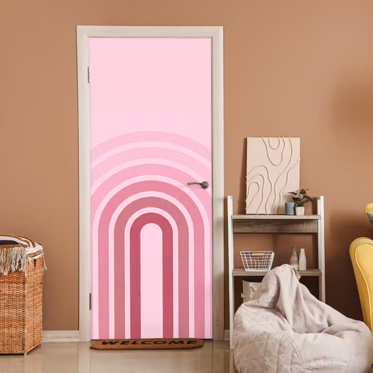 Regenboog - Roze - Abstract - Modern - Minimalistisch deurposter klein -sfeer1