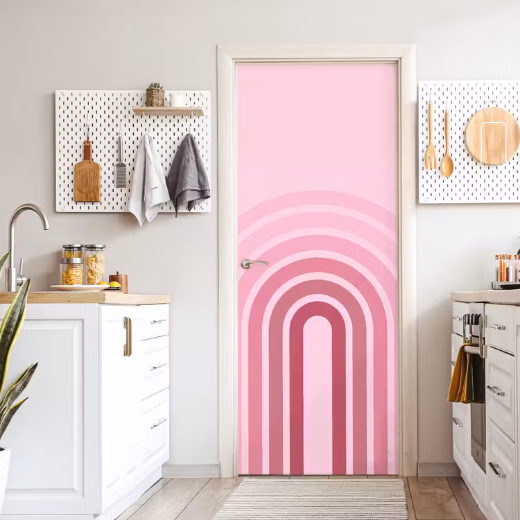 Regenboog - Roze - Abstract - Modern - Minimalistisch deurposter klein -sfeer5