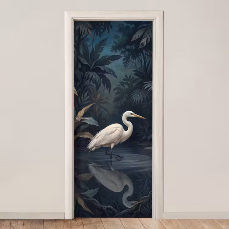 Reiger - Water - Natuur - Modern - Wit deurposter klein -3d_beige