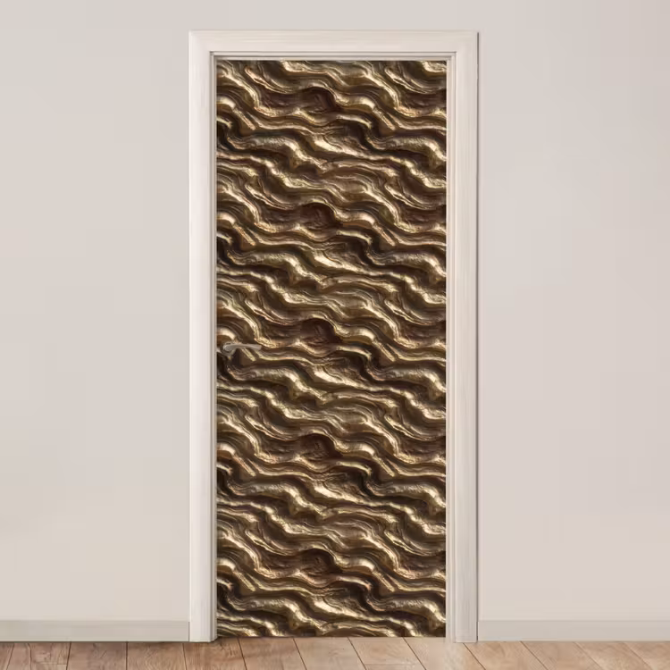 Reliëf - Golven - Abstract - Bronsgoud deurposter klein 289 -3d_beige