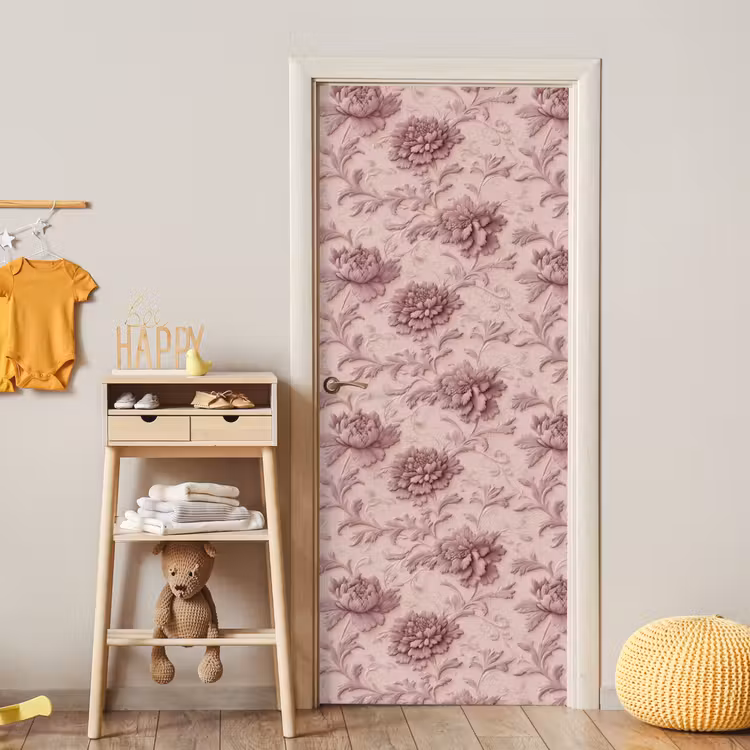 Reliëf - Pioenrozen - Roze deurposter klein 289 -sfeer4