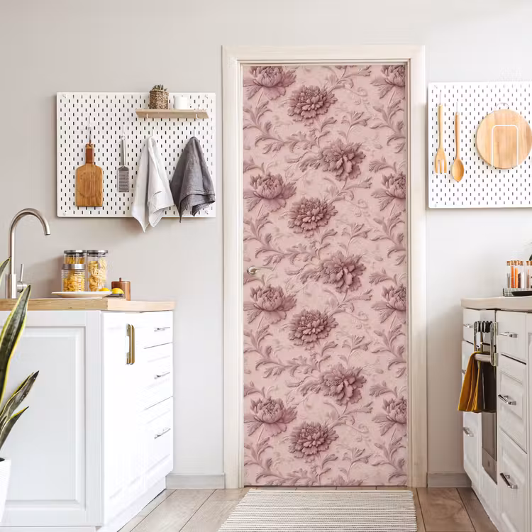 Reliëf - Pioenrozen - Roze deurposter klein 289 -sfeer5
