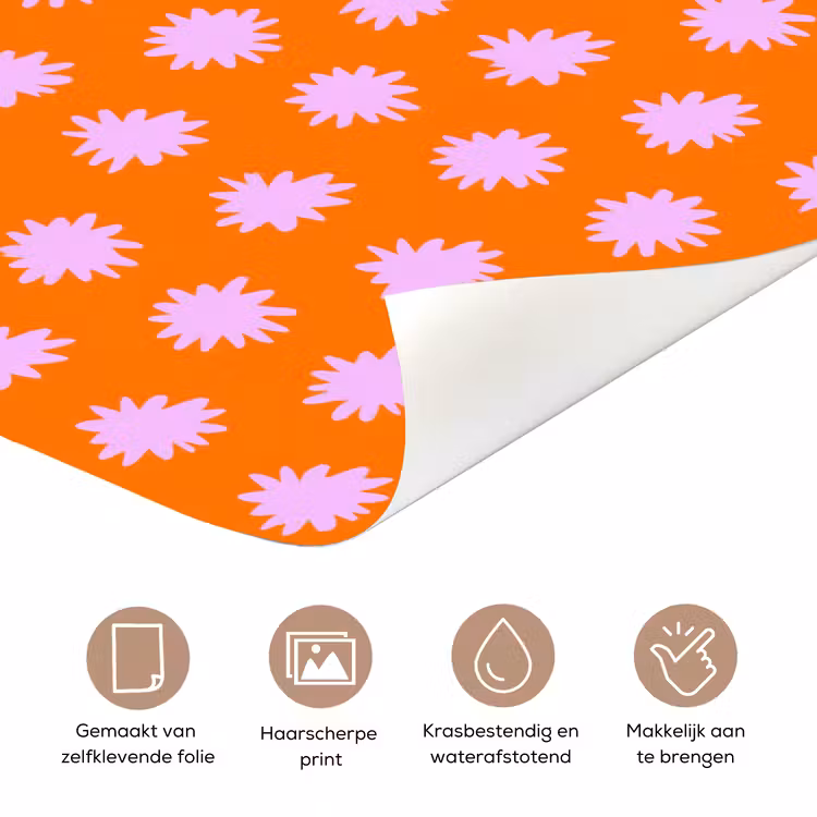 Retro - Bloemen - Oranje deurposter klein 289 -closeup_NL