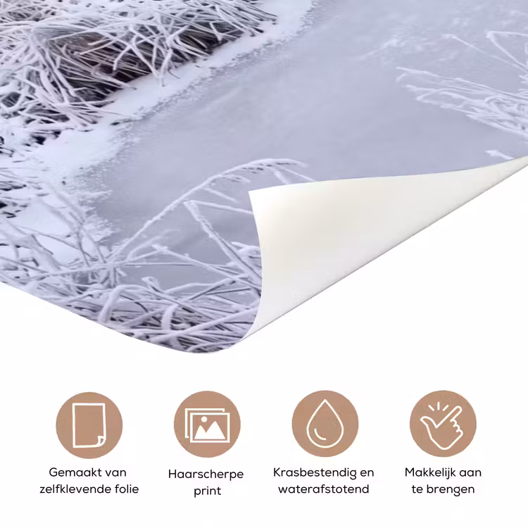 Rivier - Sneeuw - Bos - Winter - Schilderachtig deurposter klein -closeup_NL