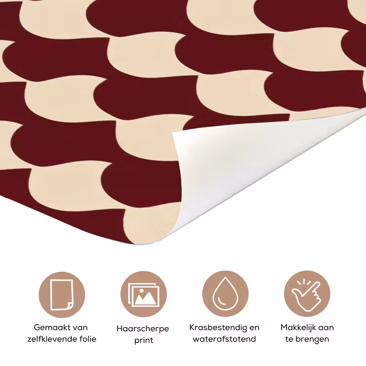 Rood - Tegelpatroon - Crème deurposter klein 289 -closeup_NL