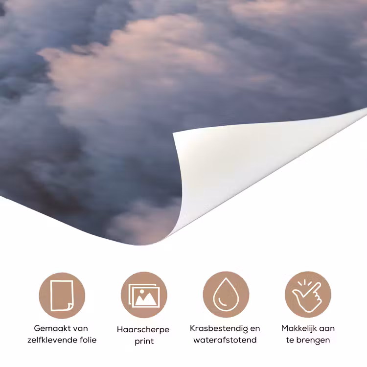 Deursticker - Roze dier - Wolken - Roze dier - Wolken deurposter klein