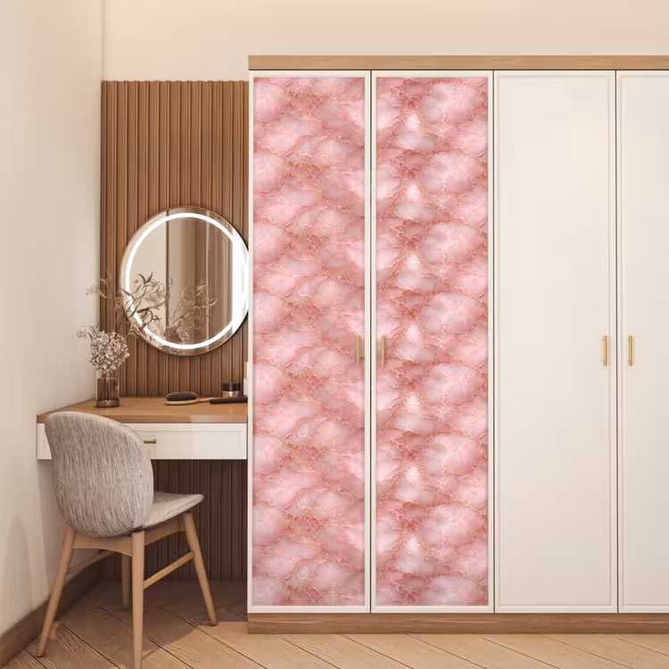 Roze - Kwarts - Goud - Marmer deurposter klein 289 -sfeer3