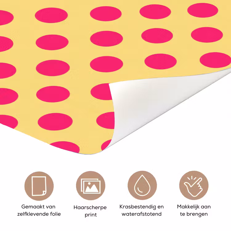 Roze - Stippen - Geel deurposter klein 289 -closeup_NL