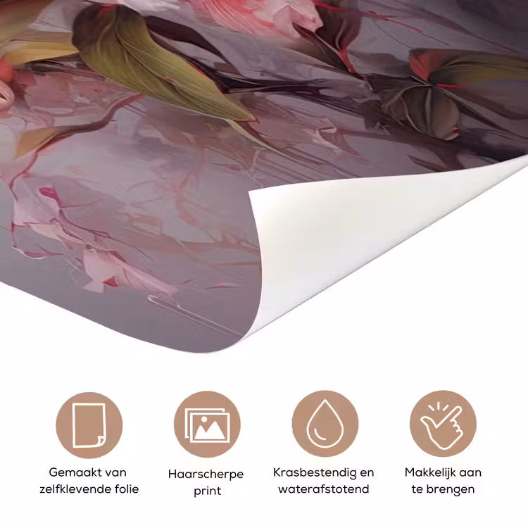 Rozen - Bloemen - Roze - Kunst - Watercolor deurposter klein -closeup_NL