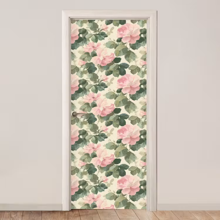 Rozen - Botanisch - Roze deurposter klein 289 -3d_beige