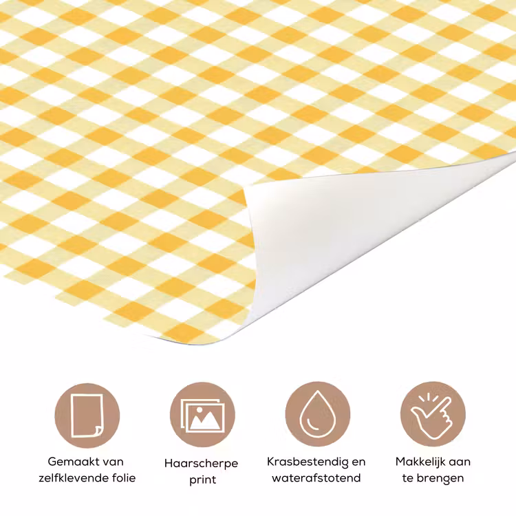 Ruit - Gingham - Klassiek - Geel en Wit deurposter klein 289 -closeup_NL