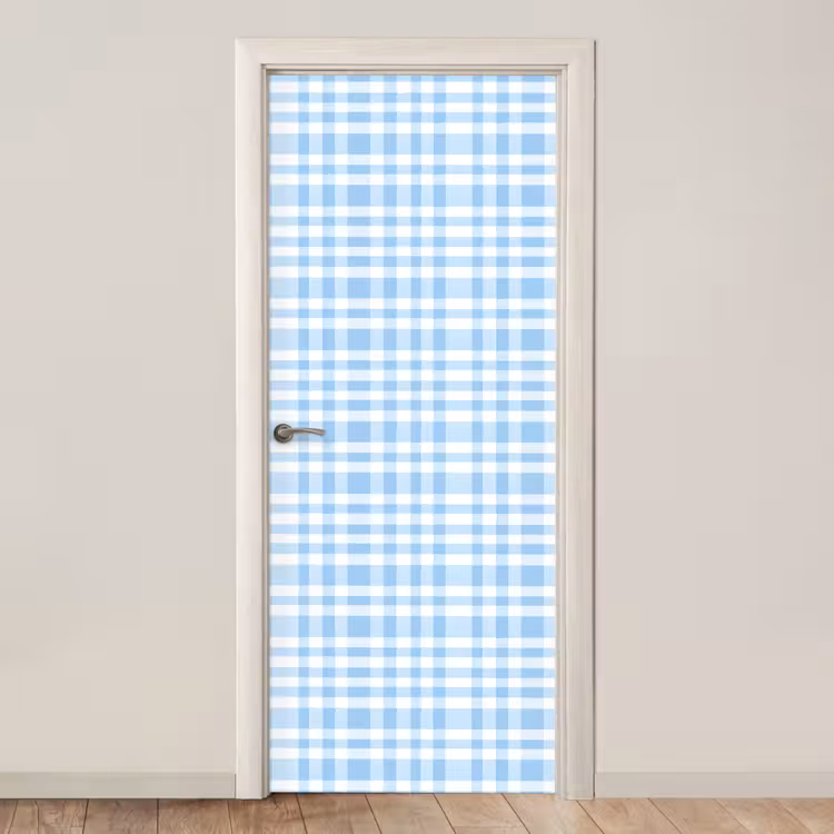 Ruit - Patroon - Blauw deurposter klein 289 -3d_beige