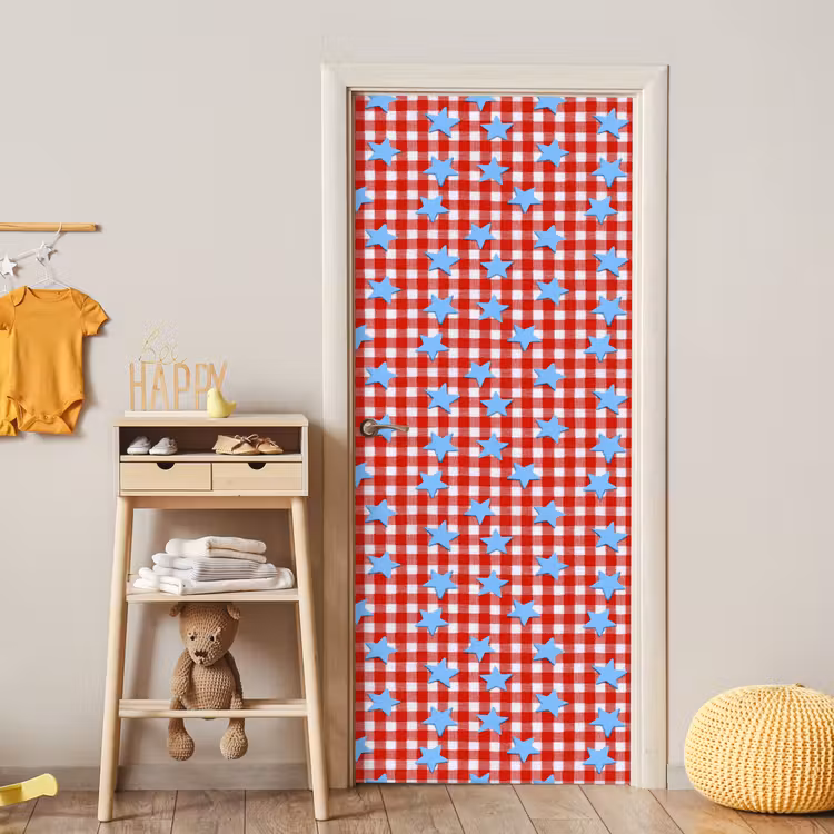 Ruit - Sterren - Rood deurposter klein 289 -sfeer4