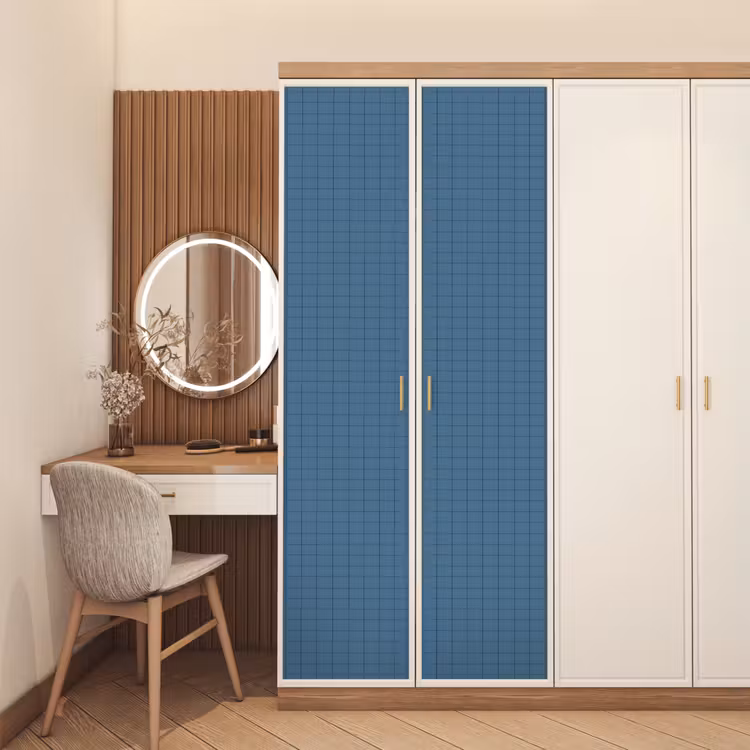 Ruiten - Geometrisch - Blauw deurposter klein 289 -sfeer3