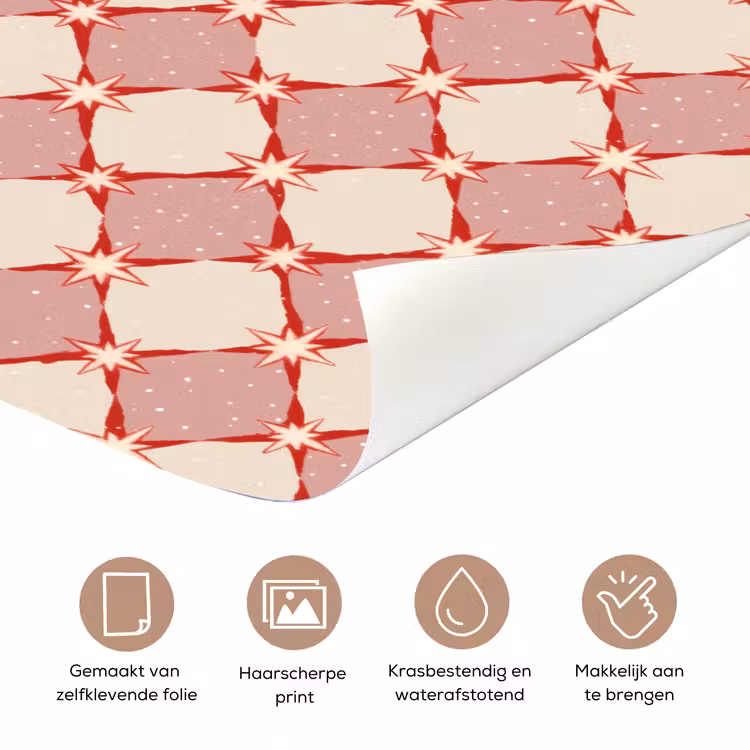 Ruiten - Sterren - Vintage - Oudroze - Rood deurposter klein 289 -closeup_NL