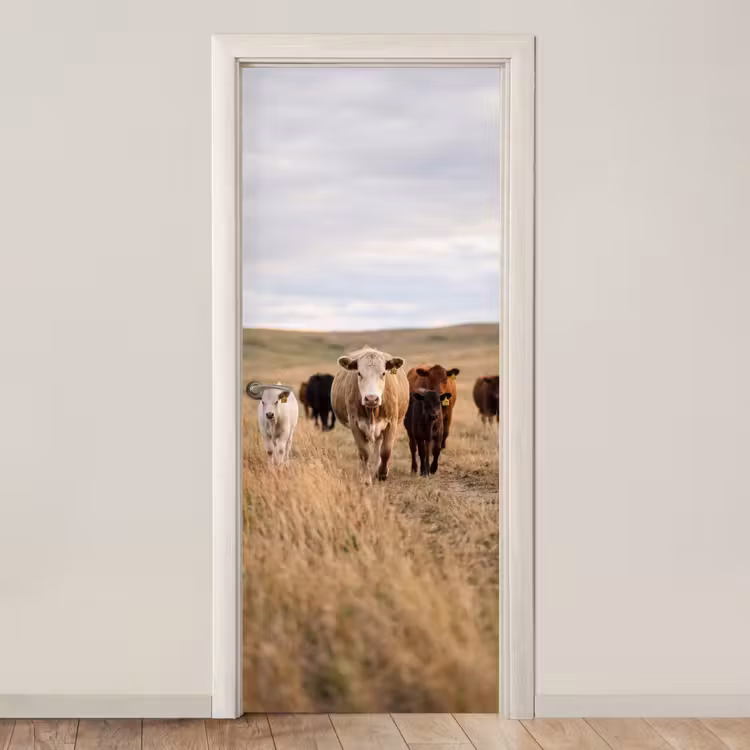 Runderen - Kudde - Landschap - Weide - Rustig deurposter klein -3d_beige