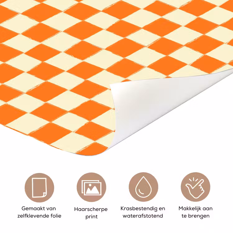 Schaak - Patroon - Oranje deurposter klein 289 -closeup_NL