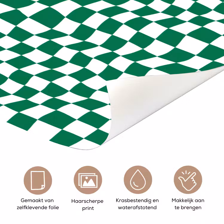 Schaakbord - Golvend - Groen deurposter klein 289 -closeup_NL
