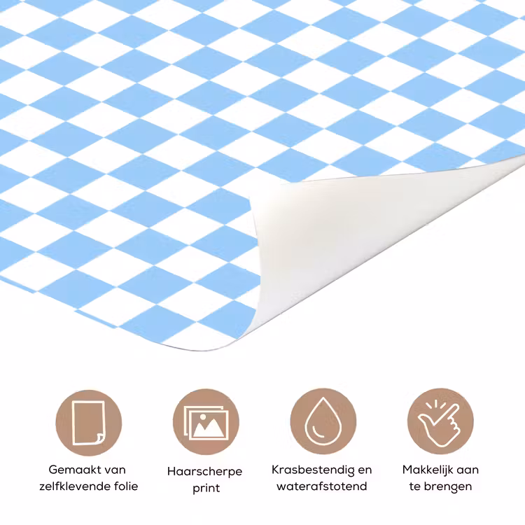 Schaakbord - Klassiek - Blauw deurposter klein 289 -closeup_NL