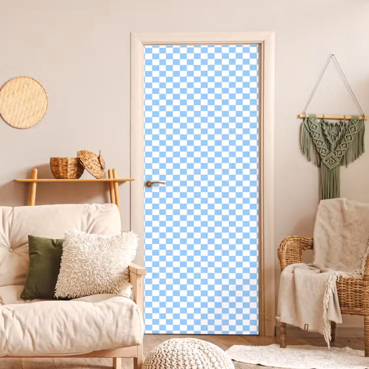Schaakbord - Klassiek - Blauw deurposter klein 289 -sfeer2