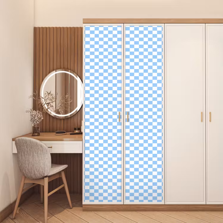 Schaakbord - Klassiek - Blauw deurposter klein 289 -sfeer3