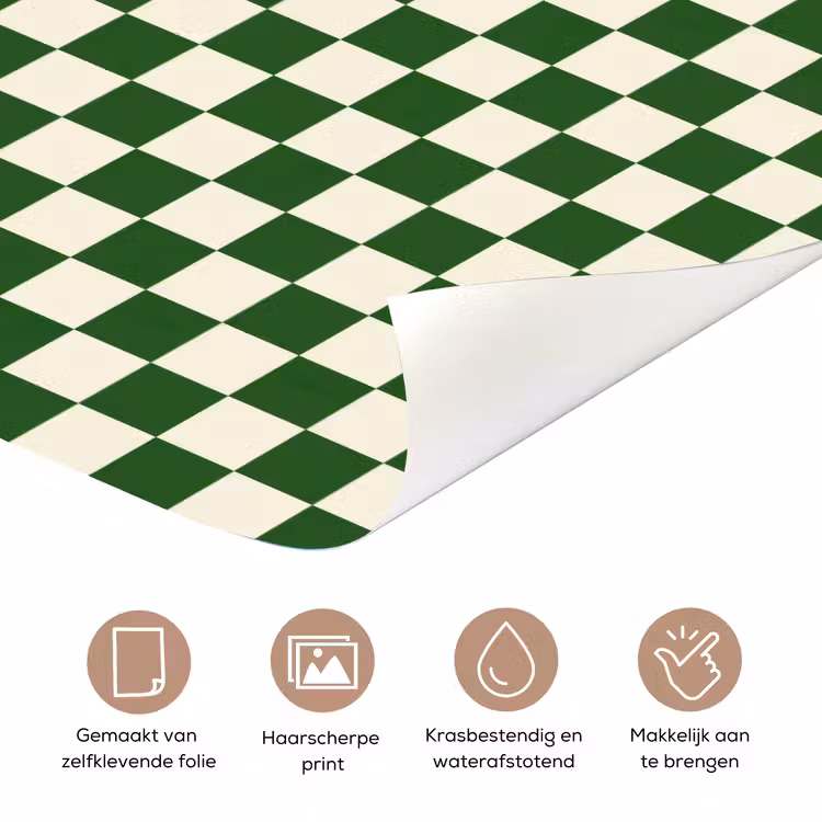 Schaakbord - Patroon - Groen deurposter klein 289 -closeup_NL