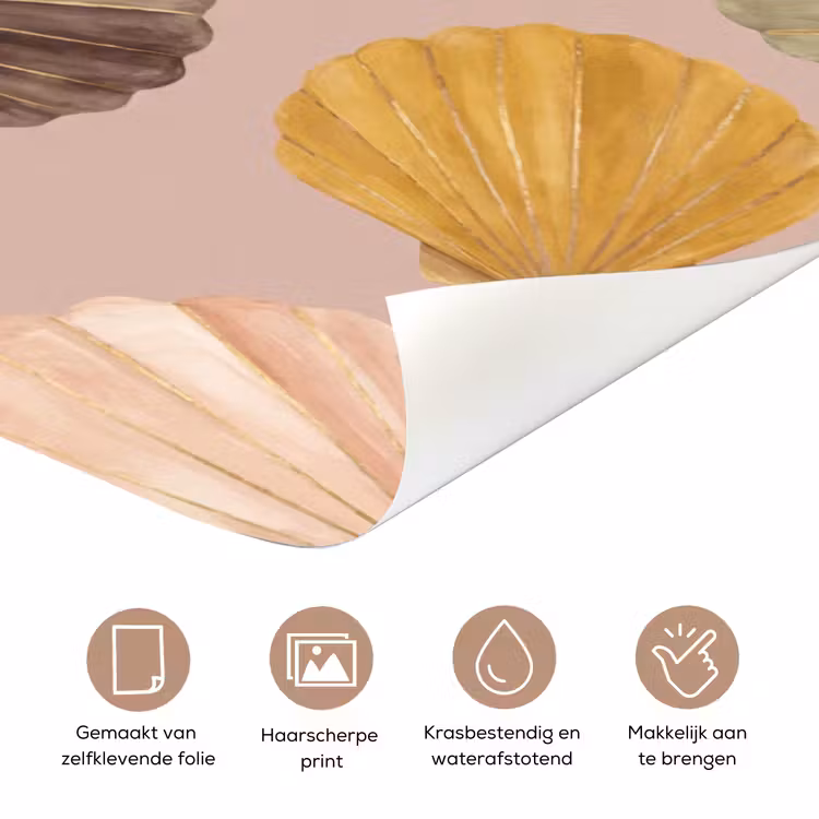 Schelp - Patroon - Zee - Aquarel - Aardetinten deurposter klein -closeup_NL