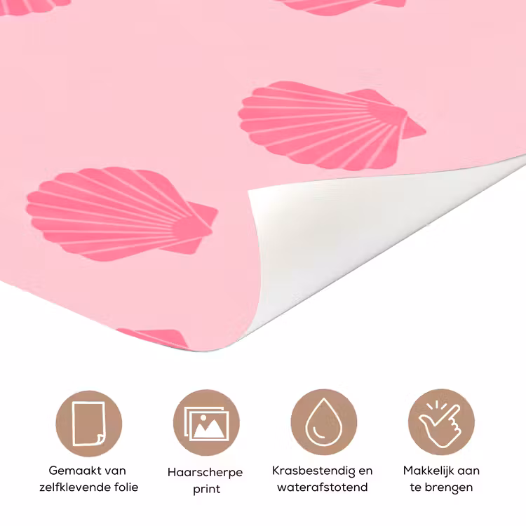 Schelp - Patroon - Zee - Modern - Roze deurposter klein -closeup_NL
