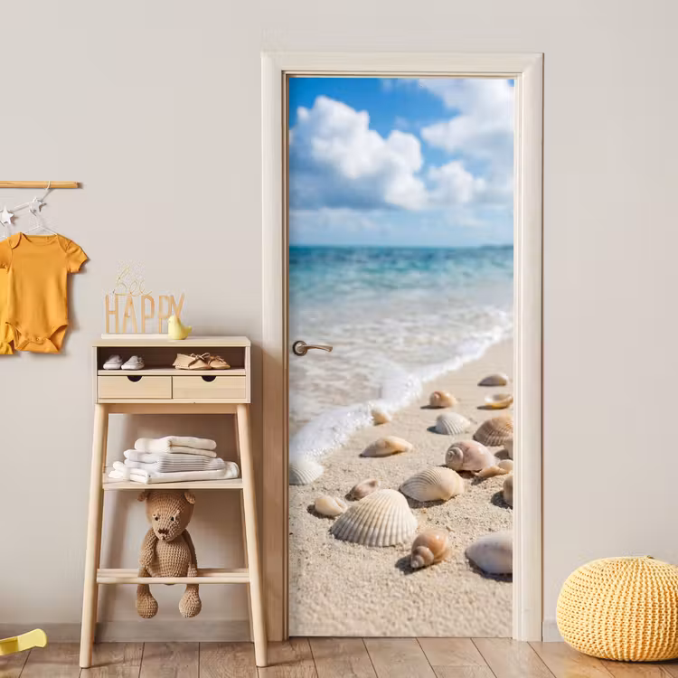 Schelpen - Strand - Natuur - Beige deurposter klein -sfeer4