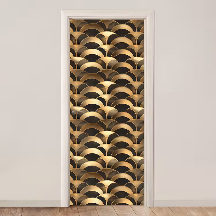 Schubben - Structuur - Goud deurposter klein 289 -3d_beige