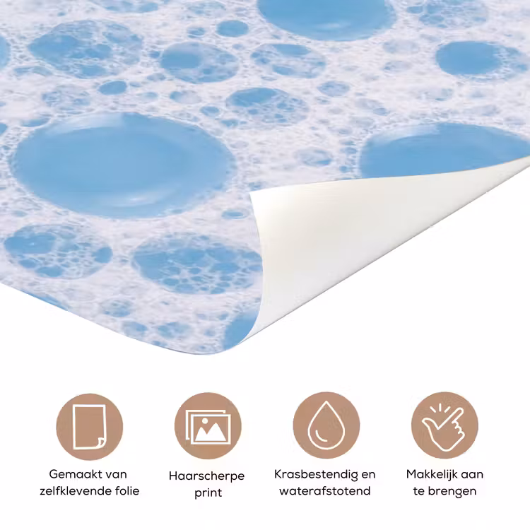Schuim - Bubbels - Blauw deurposter klein -closeup_NL