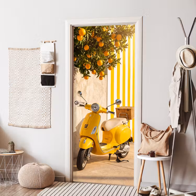 Scooter - Natuur - Zomer - Geel - Mediterraan deurposter klein -sfeer6