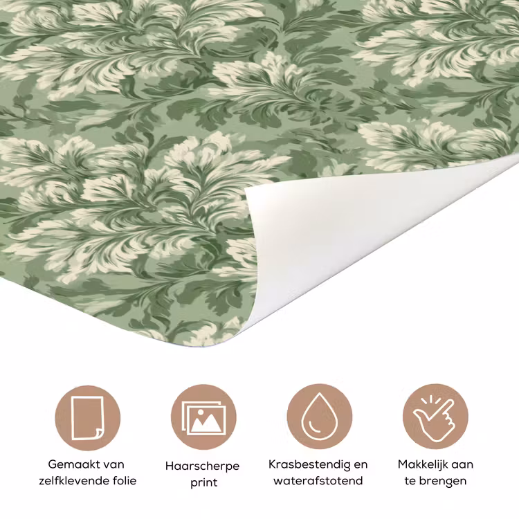 Sierlijk - Lichtgroen - Planten - Patroon - Getailleerd deurposter klein 289 -closeup_NL