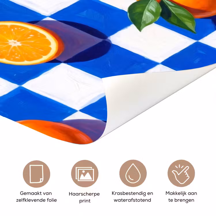 Deursticker - Sinaasappel - Geruit - Eten - Sinaasappel - Geruit - Eten deurposter klein