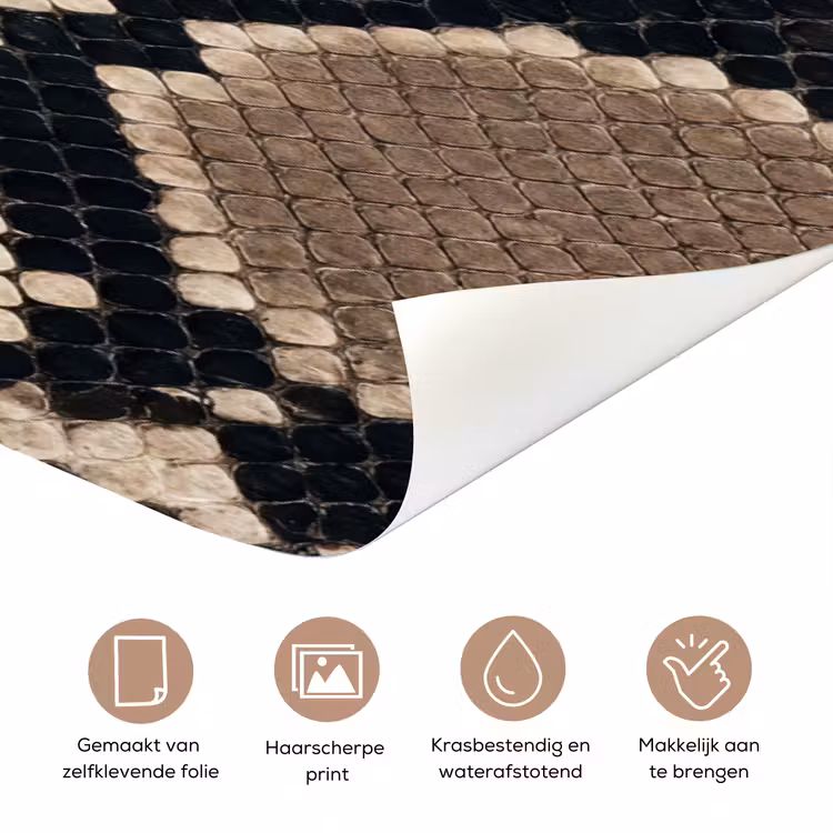 Slangenprint - Python - Bruin deurposter klein -closeup_NL