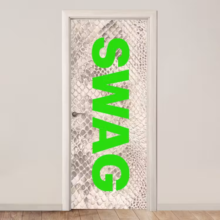 Slangenprint - SWAG - Neon - Groen deurposter klein -3d_beige