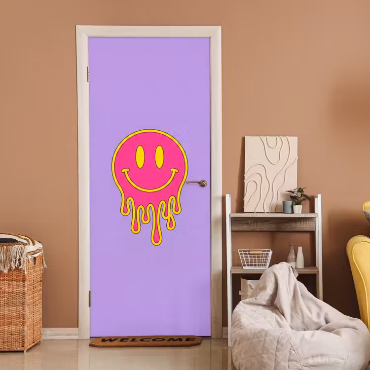 Smiley - Drip - Neon deurposter klein -sfeer1
