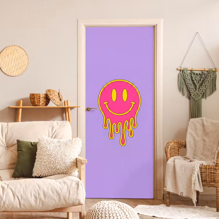Smiley - Drip - Neon deurposter klein -sfeer2