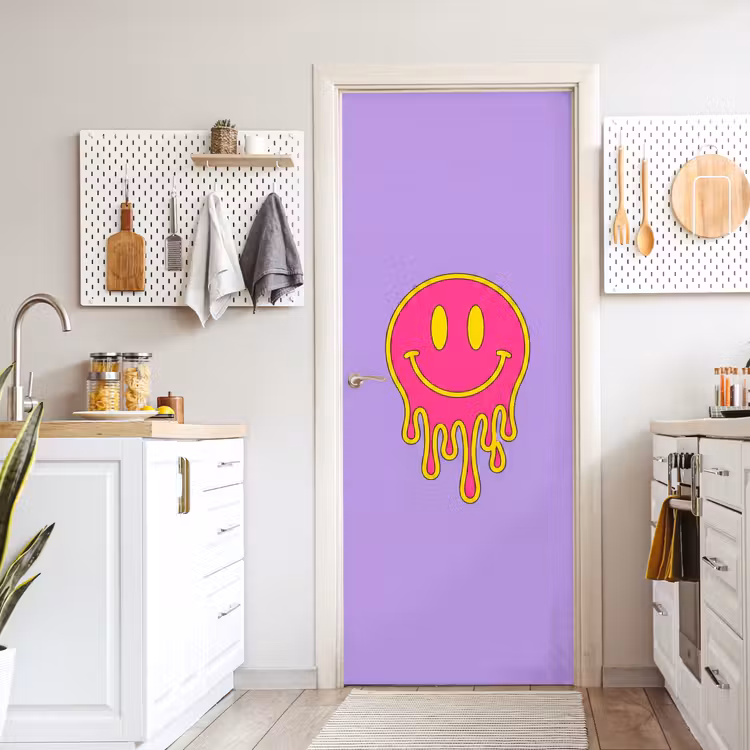 Smiley - Drip - Neon deurposter klein -sfeer5