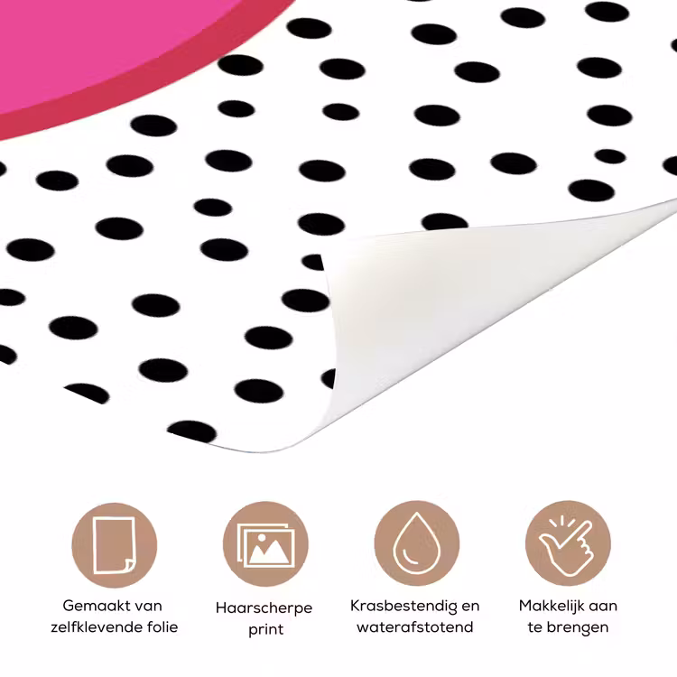 Smiley - Roze - Stippen deurposter klein -closeup_NL