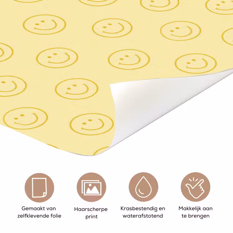 Smileys - Patroon - Retro - Zachtgeel deurposter klein 289 -closeup_NL