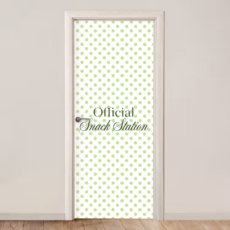 Snack Station - Groen - Stippen deurposter klein -3d_beige