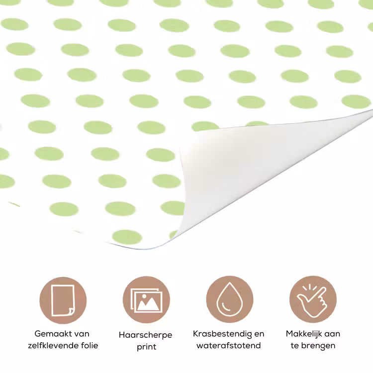 Snack Station - Groen - Stippen deurposter klein -closeup_NL