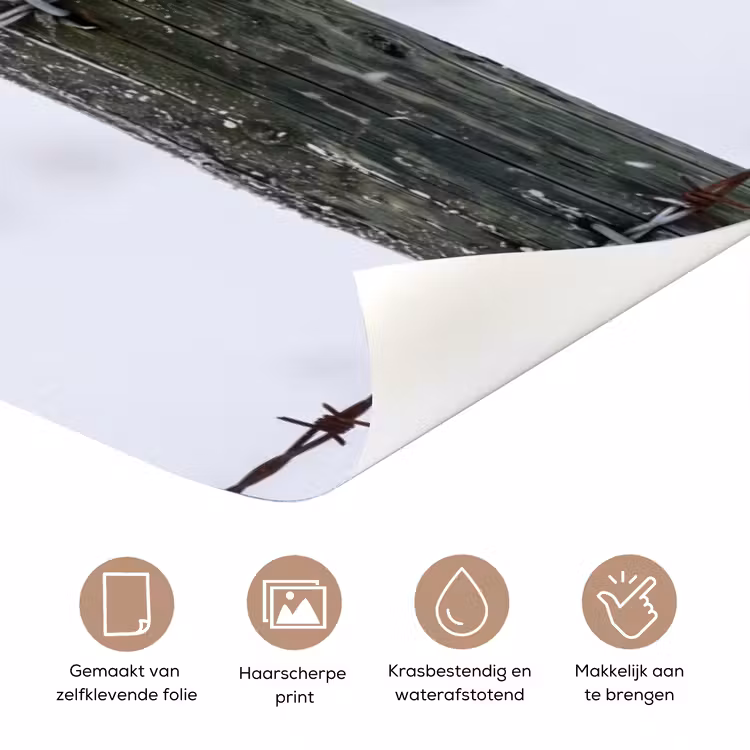 Sneeuwuil - Hek - Sneeuw - Wit deurposter klein -closeup_NL