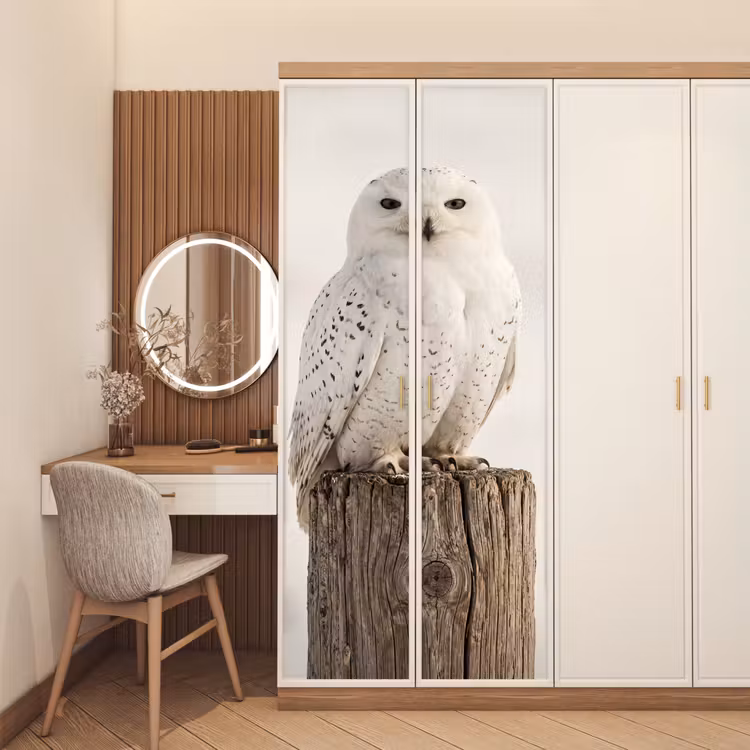 Sneeuwuil - Paal - Winter - Portret - Majestueus deurposter klein -sfeer3