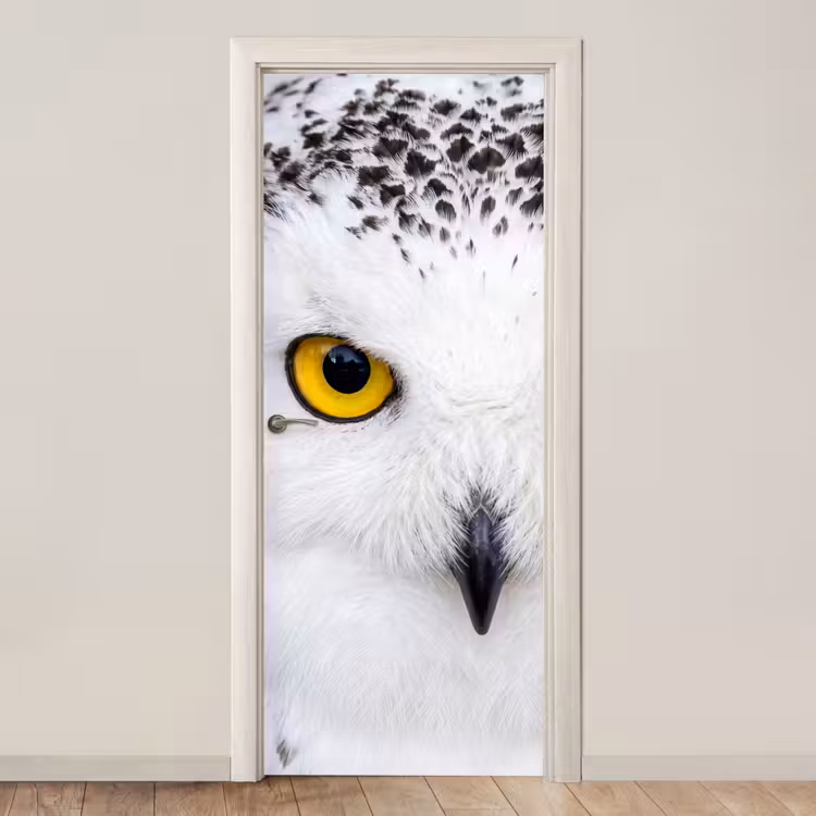 Sneeuwuil - Portret - Geel deurposter klein -3d_beige