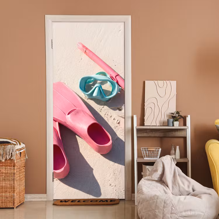 Snorkelset - Strand - Zomer - Roze deurposter klein -sfeer1
