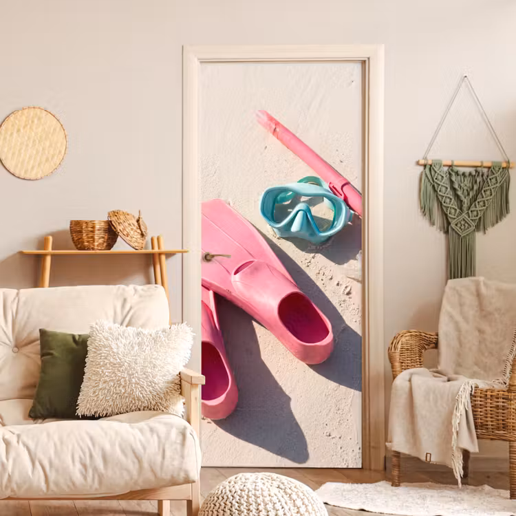 Snorkelset - Strand - Zomer - Roze deurposter klein -sfeer2