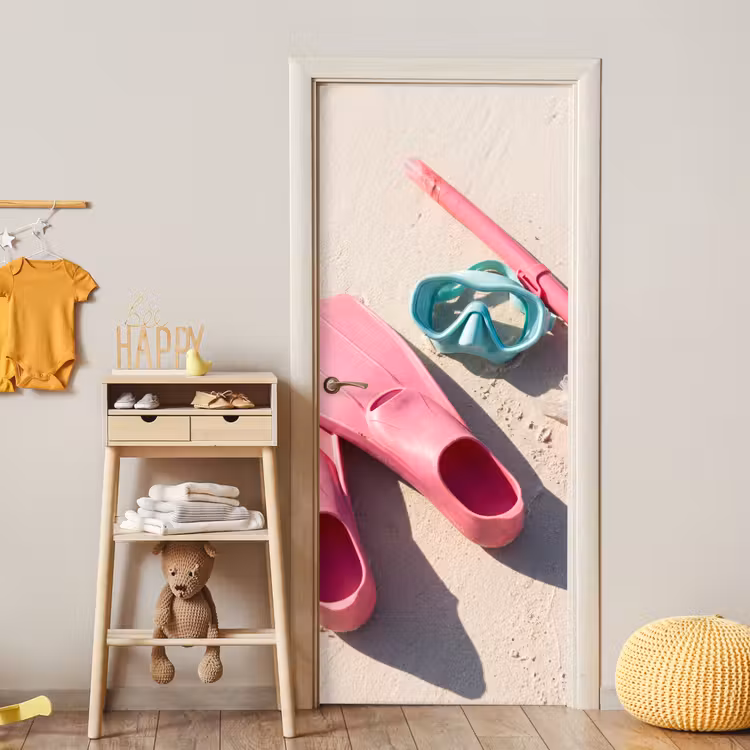 Snorkelset - Strand - Zomer - Roze deurposter klein -sfeer4